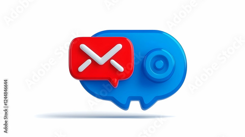 3D Red Notification Icon Sh...