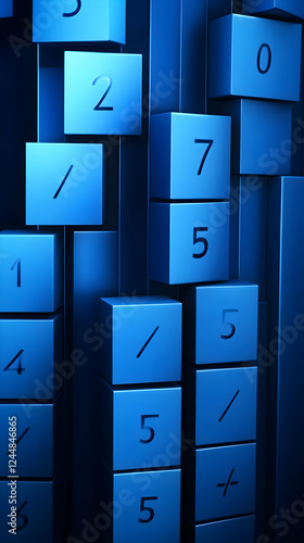 Blue 3D Cubes Display Numbe...