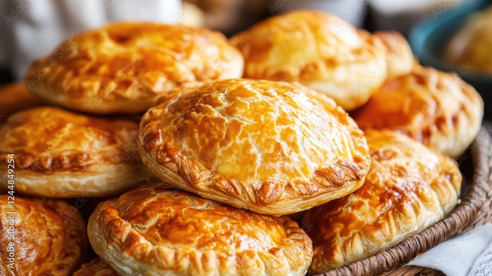 Golden Crust Delights: A Stack of Delicious Homemade Meat Pies Golden Crust Delights: A Stack of Delicious Homemade Meat Pies