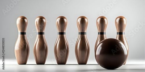 Six Wooden Bowling Pins and...