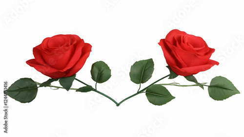 Two Vibrant Red Roses Bloom...
