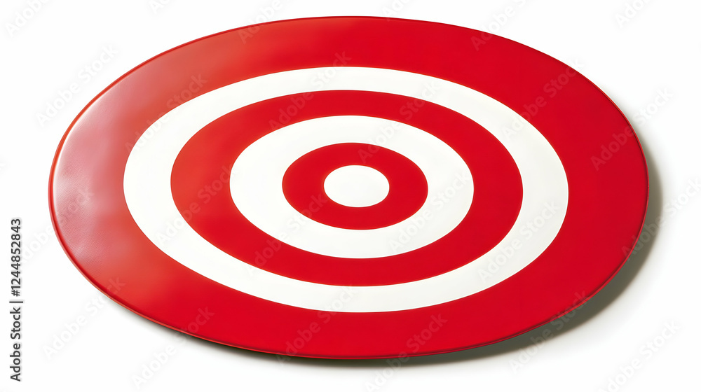 Red and White Circular Target Symbol Represents Precision and Accuracy Skillfully on a White Background. Red and White Circular Target Symbol Represents Precision and Accuracy Skillfully on a White Background.