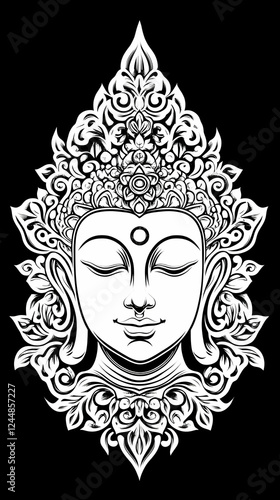 Serene Face Illustration wi...