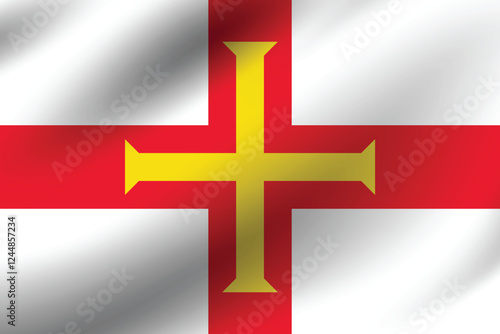 Guernsey flag official colors and proportion digital vector illustration. Pleated flag.