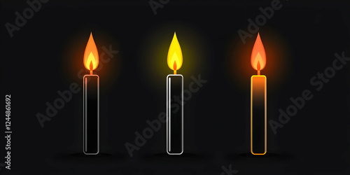 Three Lit Candles Glow in t...