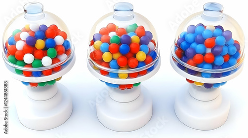 Three Gumball Machines Fill...