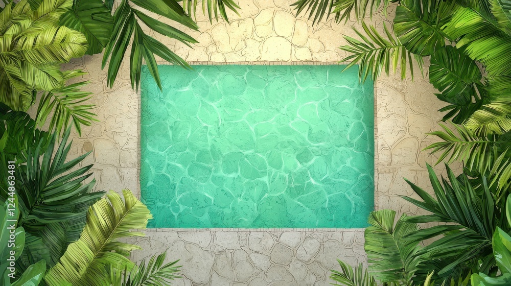 Tropical Pool Surrounded by Lush Greenery Tropical Pool Surrounded by Lush Greenery