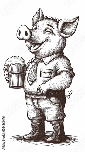 A Cheerful Pig Enjoys a Fro...
