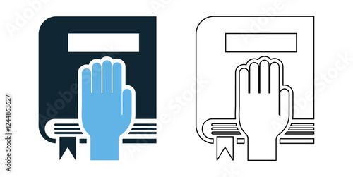 taking an oath icon vector, legal ceremonies, court proceedings, official promises, and governmental processes pictogram symbol ui and ux design, glyphs and stroke line