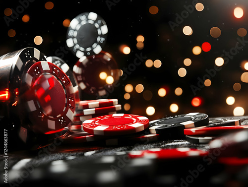 Red and Black Poker Chips S...