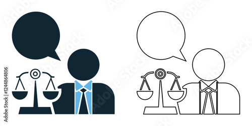 lawyer icon vector, law firms, attorneys, judiciary, and legal services pictogram symbol ui and ux design, glyphs and stroke line