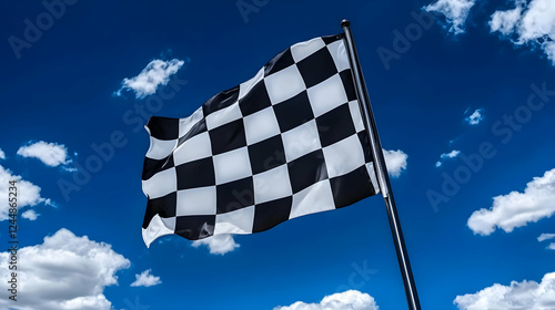 Checkered Flag Waves Agains...
