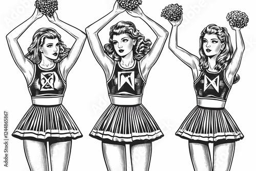Three Cheerleaders Holding ...