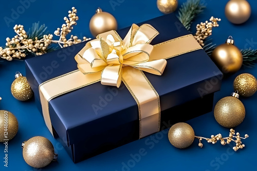 Navy Blue Gift Box with Gol...