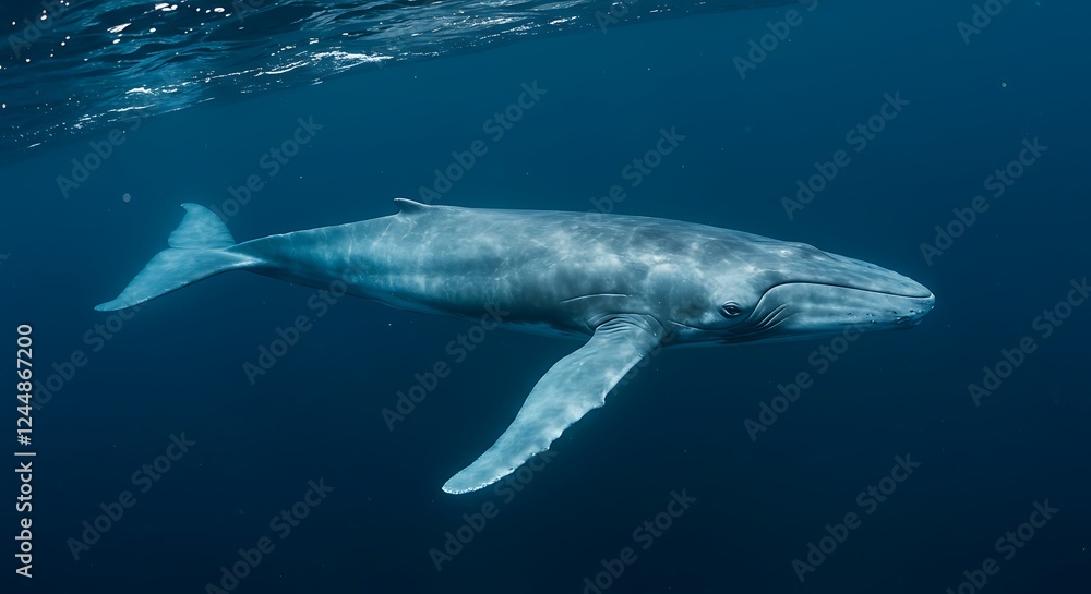 Fototapeta premium Humpback Whale Swimming Underwater Ocean Wildlife