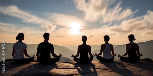 Wallpaper Mural Serene yoga and meditation retreat in nature, group of people practicing mindfulness on a mountaintop at sunrise, relaxation, tranquility, and spiritual balance in a peaceful setting

 Torontodigital.ca