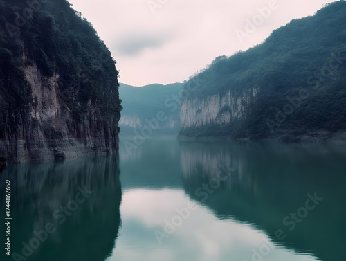 Serene River Flows Between ...