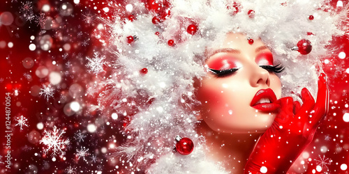 Beautiful Woman with Festiv...
