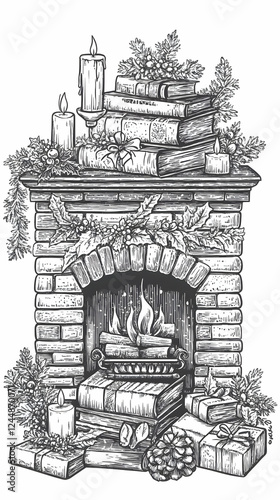 Cozy Fireplace Decorated wi...