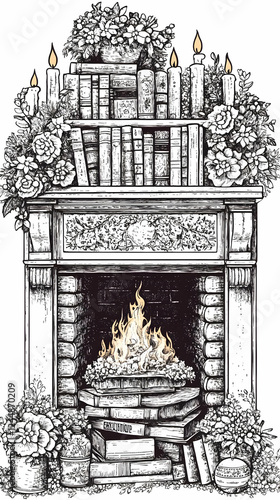 Cozy Fireplace Illustration...