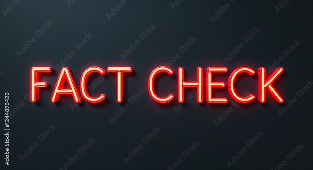 fact check word lettering with neon red glow on plain black dark background fact check word lettering with neon red glow on plain black dark background