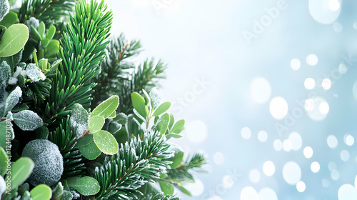 Close-up of snow-dusted eve...