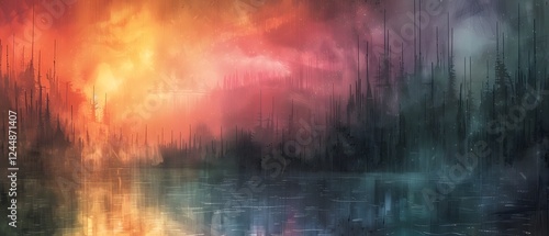 Abstract painting with black and white background.