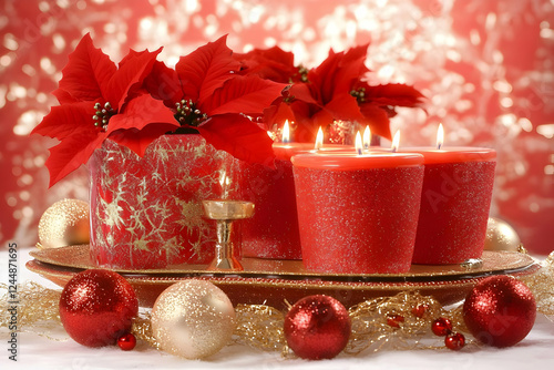 Red Candles and Poinsettias...