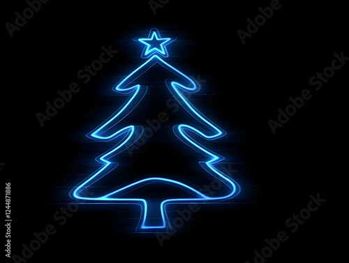 Neon Blue Christmas Tree Il...