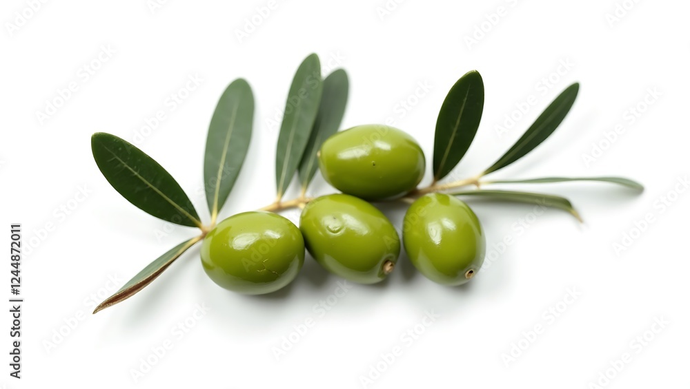 Fresh green olives on a branch, signifying natural abundance - food photography - suitable for culinary blogs or product promotions Fresh green olives on a branch, signifying natural abundance - food photography - suitable for culinary blogs or product promotions