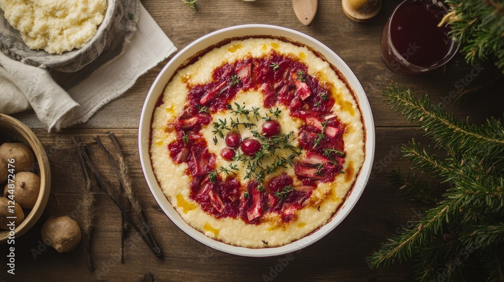 Creamy Polenta with Cranberry Sauce and Thyme Creamy Polenta with Cranberry Sauce and Thyme