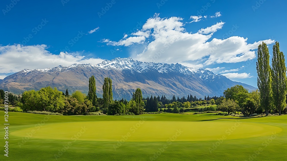 Obraz premium Majestic Mountain Golf Course: A Breathtaking View