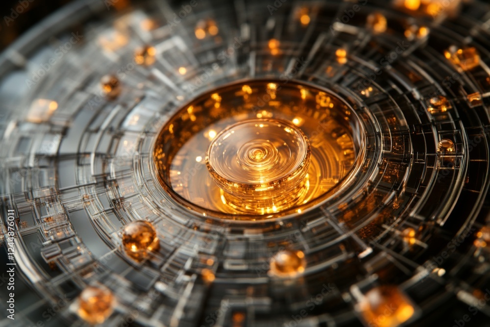 Obraz premium Digital illustration of a futuristic microchip glowing in a high-tech circuit