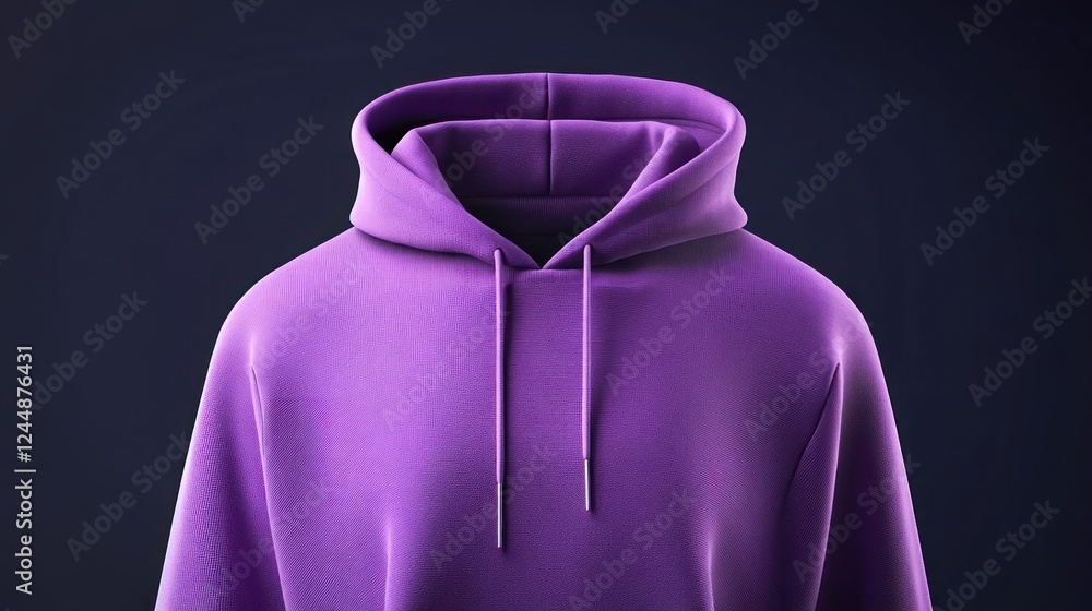 Purple hoodie mockup, front view, isolated on dark background. Purple hoodie mockup, front view, isolated on dark background.
