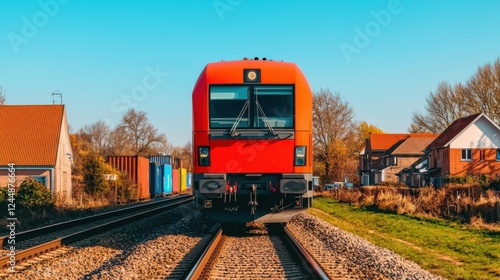 Wallpaper Mural Freight Train Passing Through Scenic Rural Railway Crossing with Colorful Autumn Foliage Lining the Tracks in the Countryside Torontodigital.ca