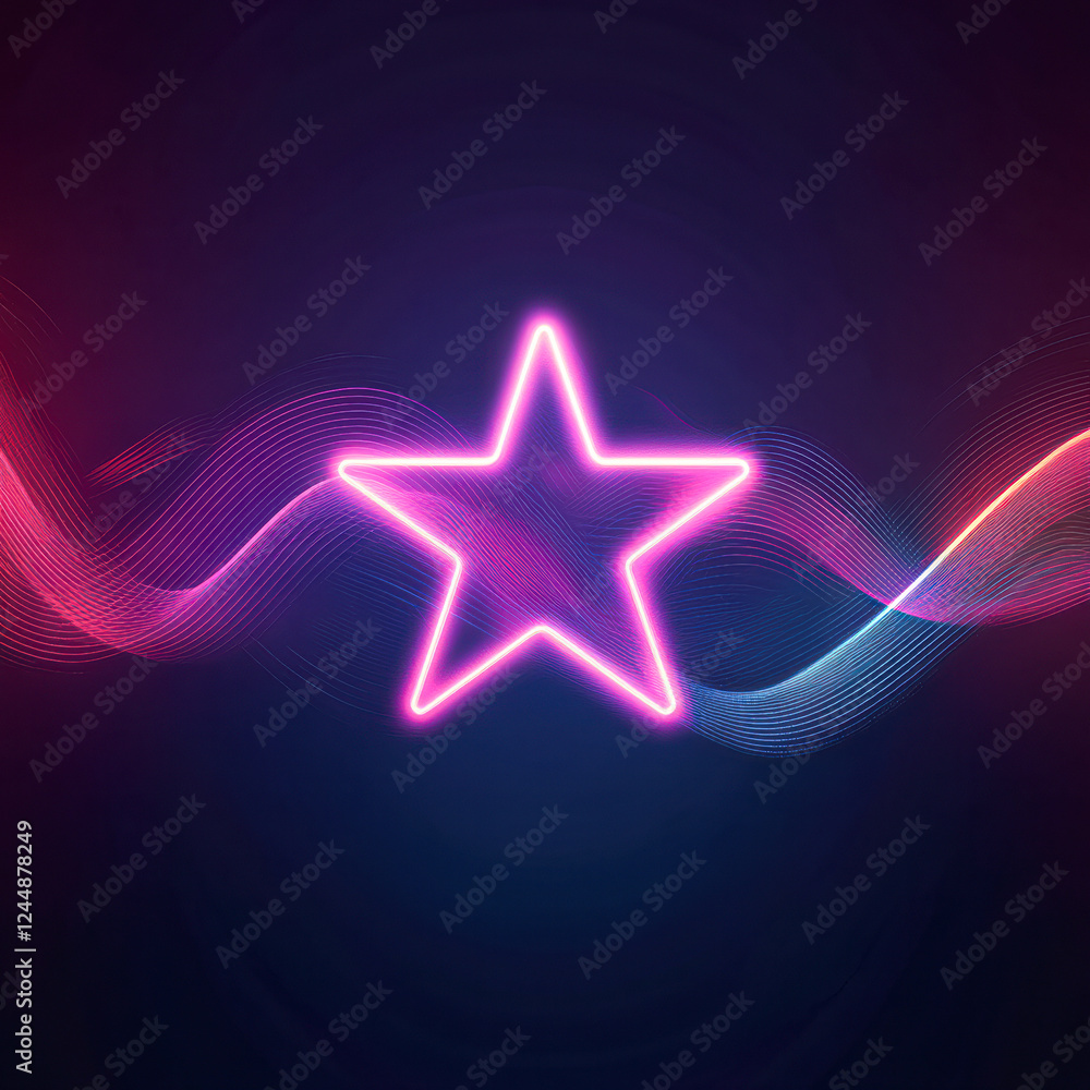 Obraz premium Vibrant neon star design in digital art creative space graphic style