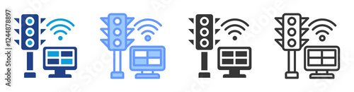 Smart traffic management icon set multiple style collection
