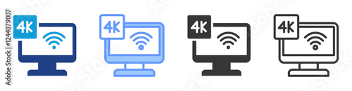 4k video streaming icon set multiple style collection