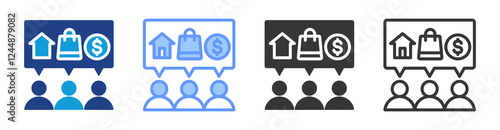 Consumer demand icon set multiple style collection