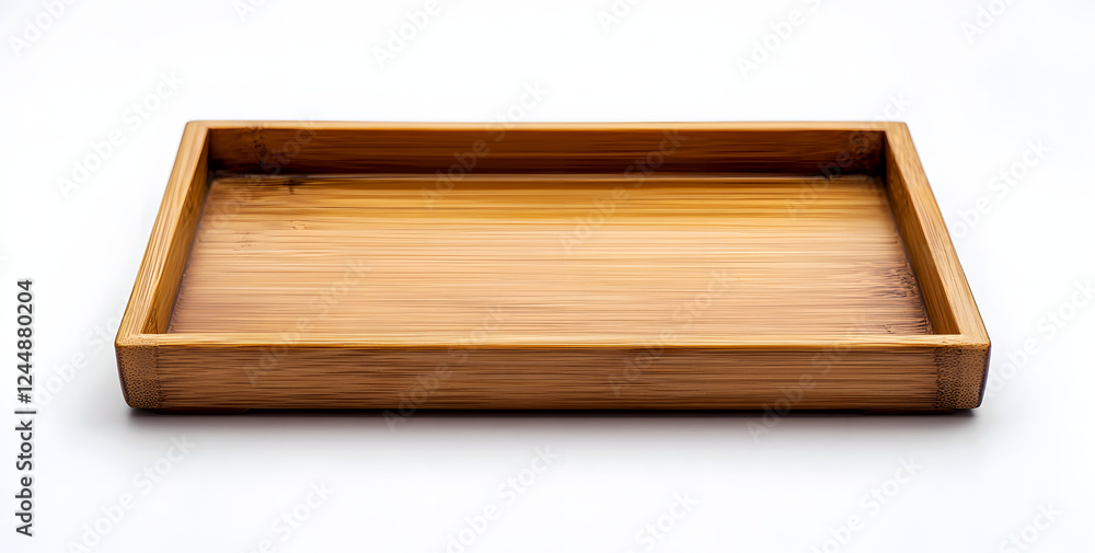 Empty bamboo tray on white background. Empty bamboo tray on white background.