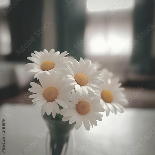 White daisies bouquet sits ...