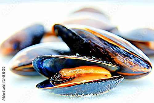 Steamed Mussels Open on a W...