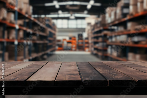 Empty Wooden Table Top with...