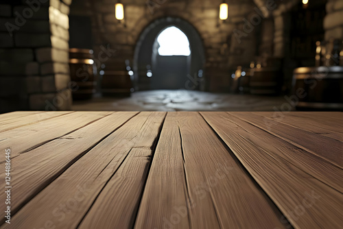 Empty Wooden Table in a Cel...