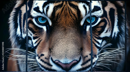 Captive Tiger Gazes Through...