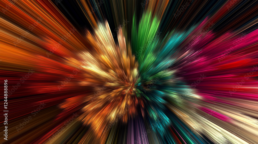 Abstract 3D explosion of colorful Holi festival powder bursts in pink, orange, blue, and white against a dark background, symbolizing joy, creativity, and celebration. Abstract 3D explosion of colorful Holi festival powder bursts in pink, orange, blue, and white against a dark background, symbolizing joy, creativity, and celebration.