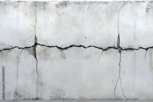 Cracked White Concrete Wall...
