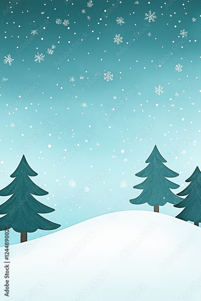Winter Scene with Snow and Pine Trees Background Winter Scene with Snow and Pine Trees Background