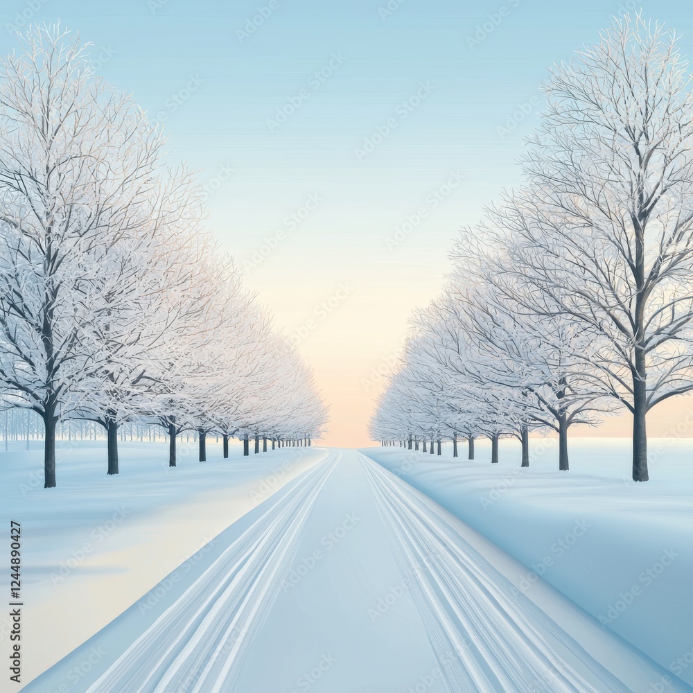 Fototapeta premium Winter Wonderland Pathway in Soft Snow