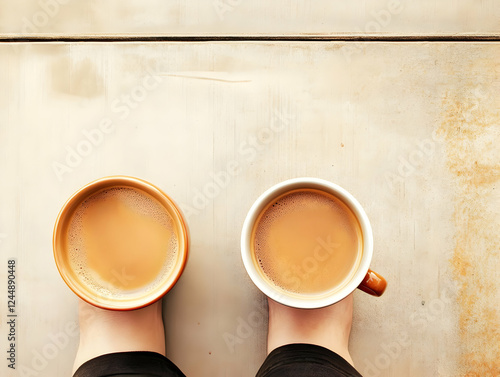 Two Cups of Coffee Rest on ...